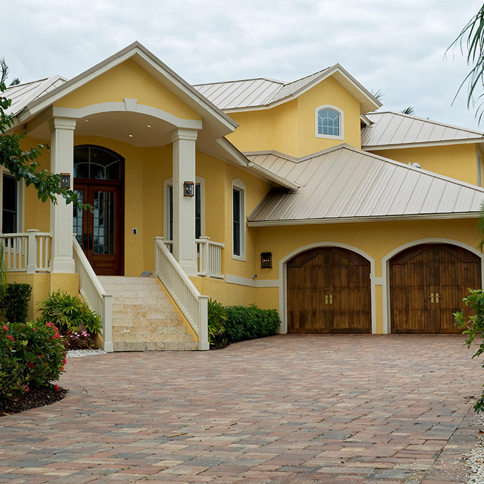 residential property exteriors front view with paver sealing driveway installed fort lauderdale fl